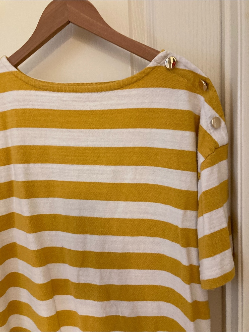 LOFT Yellow and White Striped Short Sleeve Tee - Picture 5 of 10